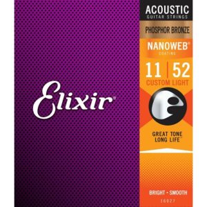 Elixir 16027 Acoustic Guitar Nanoweb Custom Light 11-52 Phosphor Bronze