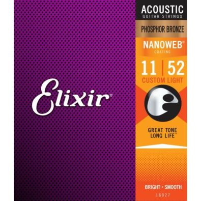 Elixir 16027 Acoustic Guitar Nanoweb Custom Light 11-52 Phosphor Bronze