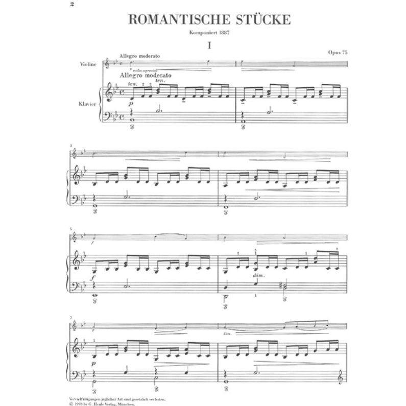 Alternative view of Dvorak Romantic Pieces for Piano and Violin op. 75