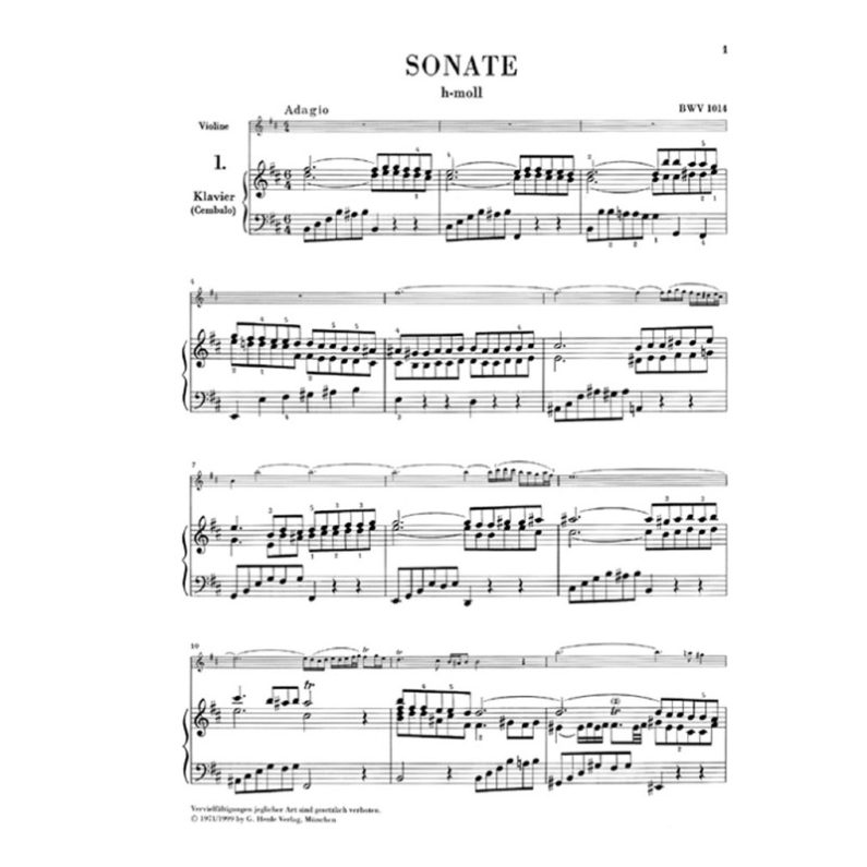 Alternative view of Bach Sonatas for Violin and Piano BWV1014 - 1016 Henle