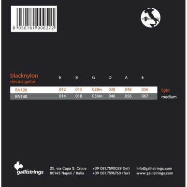 Galli BN120 Guitar Strings 6+2 strings set Black Nylon