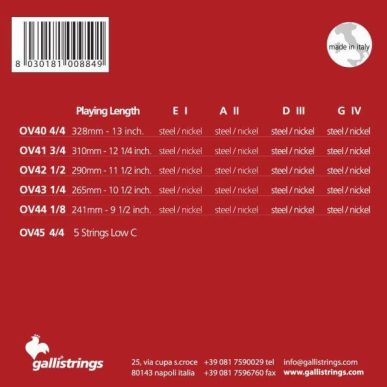 Galli OV45 Violin Strings 4/4 - 5 strings Low C