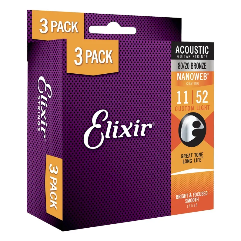 Elixir ELIX16538 Acoustic Guitar Strings 3 pack Elixir ELIX16538 Acoustic Guitar Strings, 3 pack