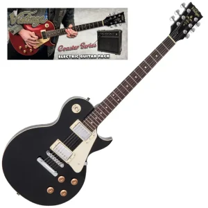Vintage VIP-V10BLK Coaster Series Electric Guitar Pack ~ Black