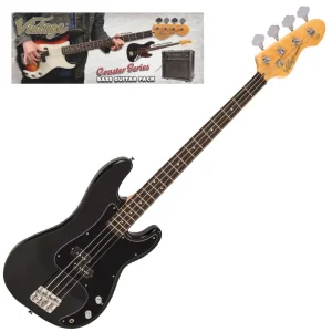 Vintage VIP-V40BLK Coaster Series Bass Guitar Pack