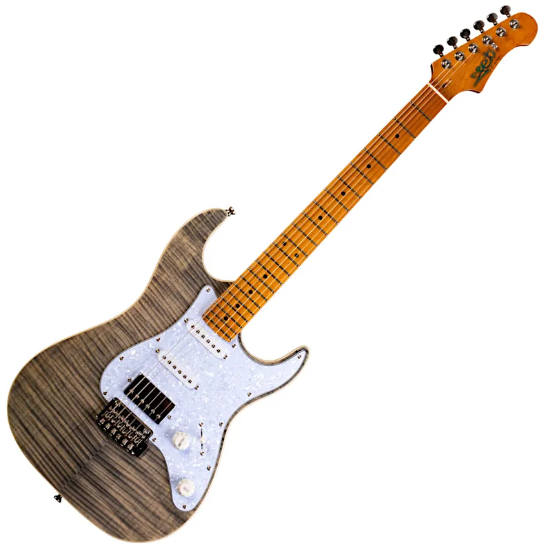 JET JS-450 TBK Electric Guitar – HSS Strat-Style | Transparent Black