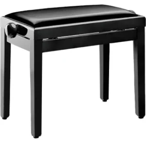 Stagg PBF39 BKP SBK Piano Bench – Adjustable Black High Gloss Stool with Black Vinyl Top